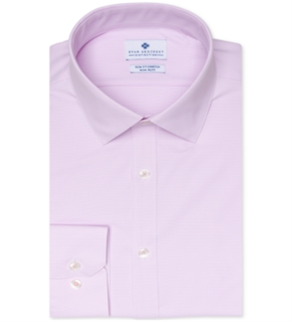 Camisa social masculina Ryan Seacrest Distinction Ultimate Active Slim-Fit, sem passar, elástica, Dobby, tamanho rosa, 17x34-35