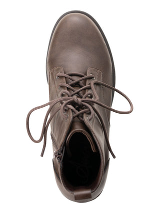 Botas femininas American Rag com zíper e salto grosso, bico redondo, franie, amarrar, marrom, tamanho 7,5 M