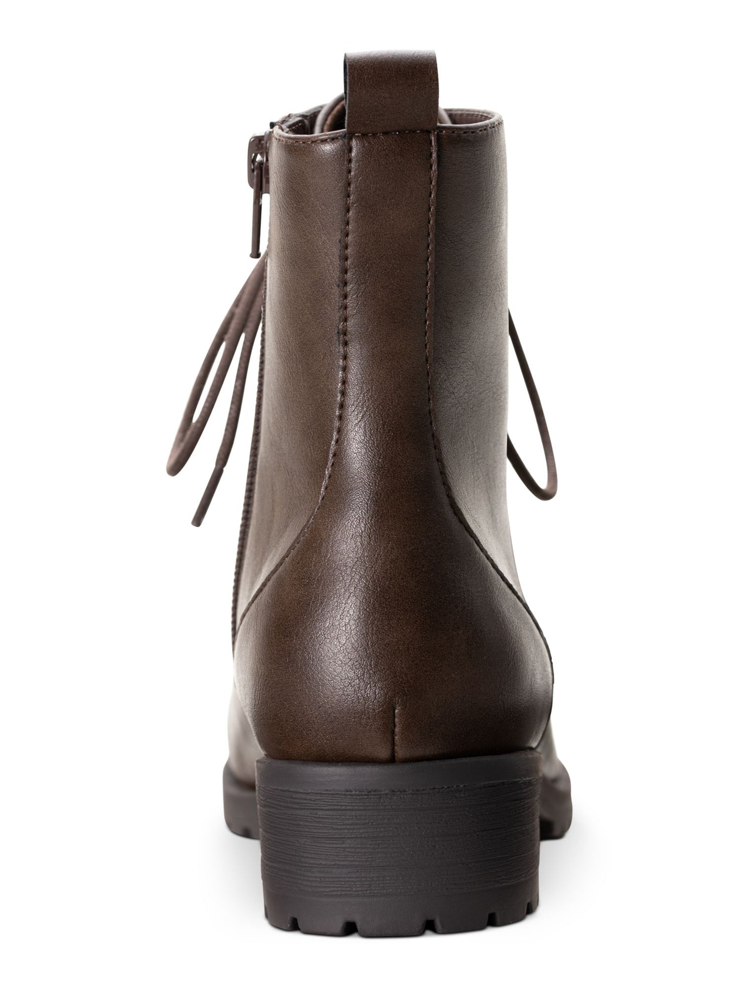 Botas femininas American Rag com zíper e salto grosso, bico redondo, franie, amarrar, marrom, tamanho 7,5 M