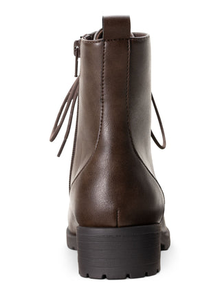 Botas femininas American Rag com zíper e salto grosso, bico redondo, franie, amarrar, marrom, tamanho 7,5 M