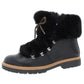 INC Botas de neve femininas com plataforma e acabamento em pele, conforto Pravale, bico redondo, salto bloco e cadarço, pretas, tamanho 7 M