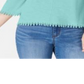 Estilo &amp; Co Feminino Petite Crochet-Trim Lantern-Sl Refrescante Azul-petróleo Tamanho PXS
