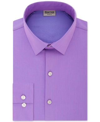 Camisa social masculina Kenneth Cole Reaction All Day Flex Performance Stretch Solid, tamanho 15x34-35, roxo cardo
