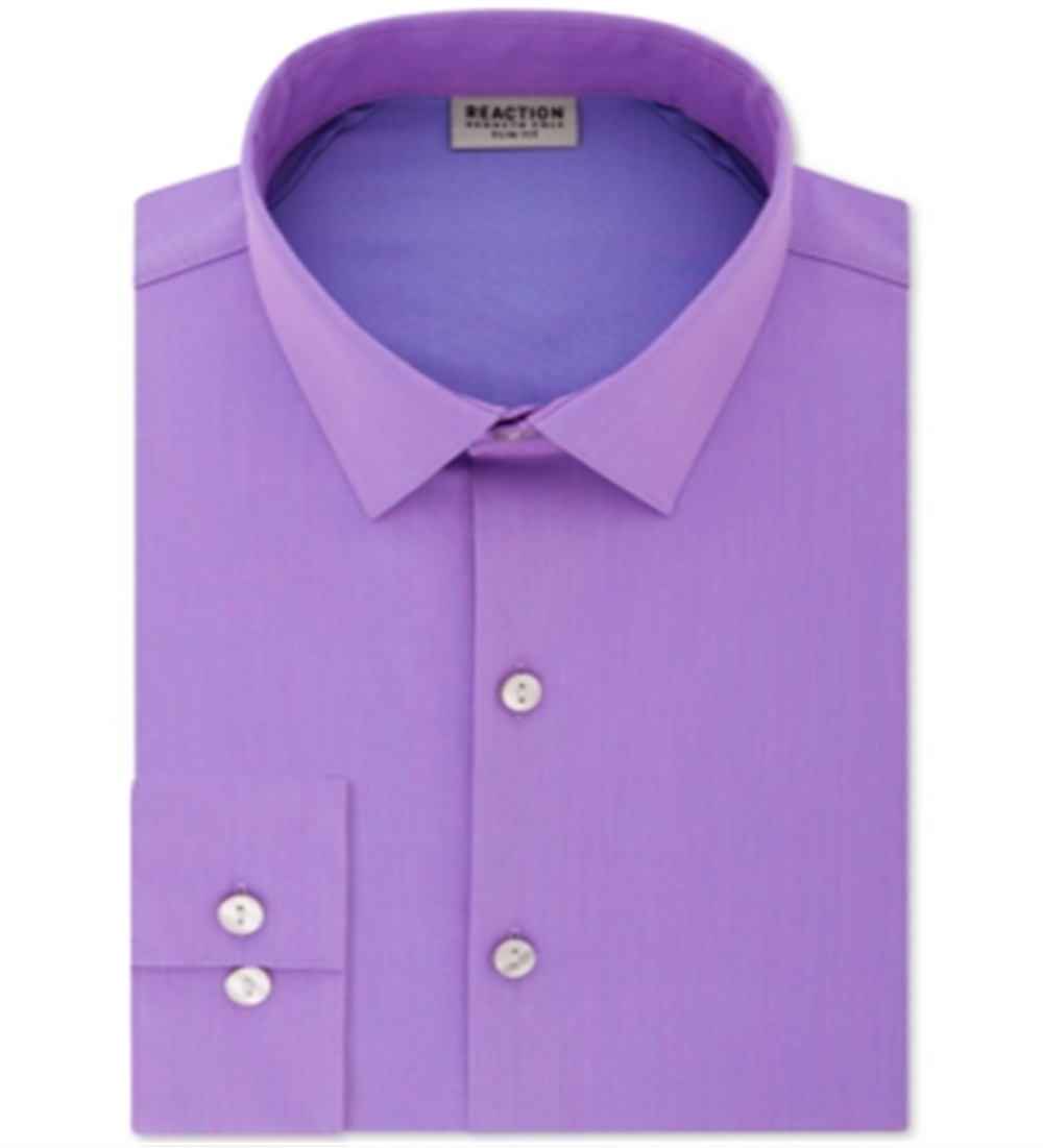 Camisa social masculina Kenneth Cole Reaction All Day Flex Performance Stretch Solid, tamanho 15x34-35, roxo cardo
