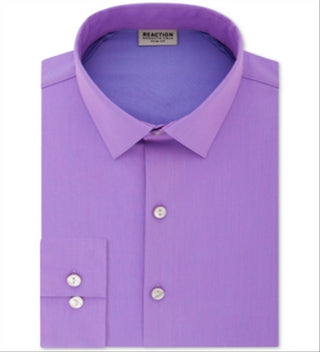 Camisa social masculina Kenneth Cole Reaction All Day Flex Performance Stretch Solid, tamanho 15x34-35, roxo cardo