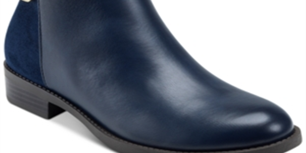 Tommy Hilfiger Inella Mixed-Media Botas Femininas Azul Escuro Tamanho 5,5 M