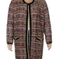 Cardigan feminino Belldini Plus Knit Metallic, vermelho e dourado, tamanho 3XL