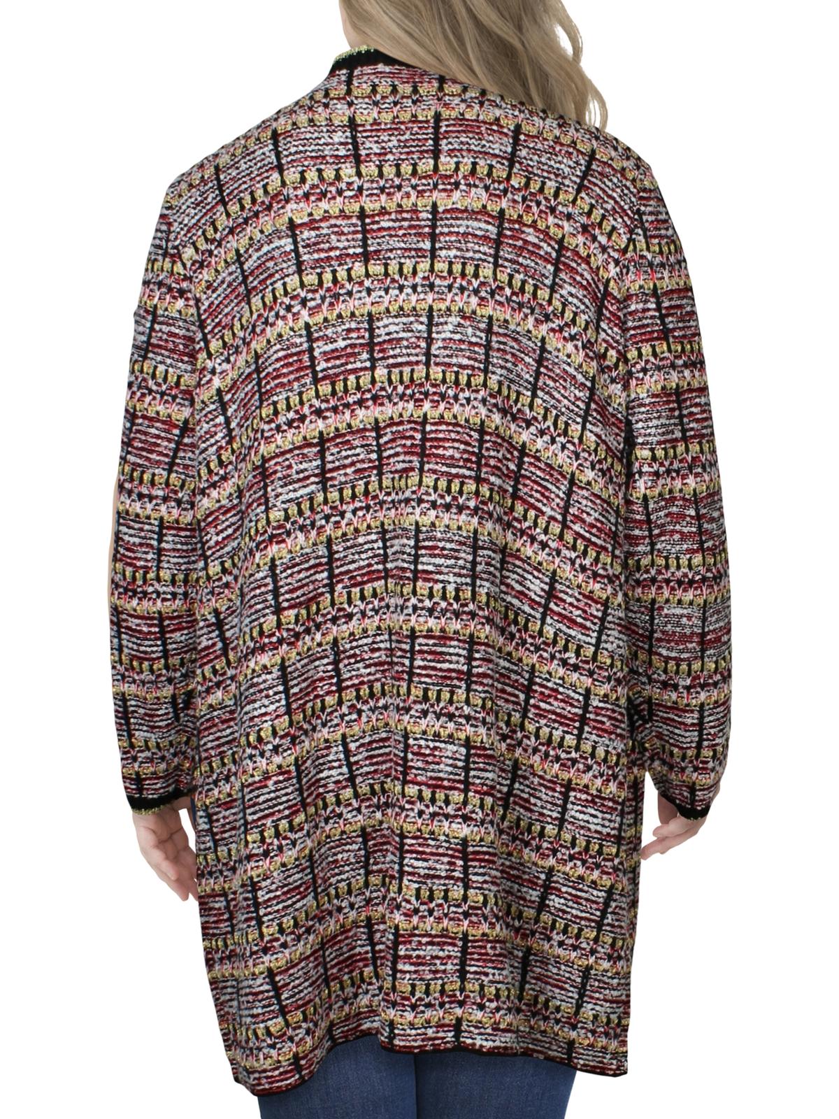 Cardigan feminino Belldini Plus Knit Metallic, vermelho e dourado, tamanho 3XL