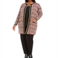 Cardigan feminino Belldini Plus Knit Metallic, vermelho e dourado, tamanho 3XL