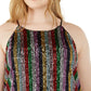 INC Top Halter Listrado Plus Size Feminino Preto Tamanho -3X