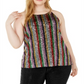 INC Top Halter Listrado Plus Size Feminino Preto Tamanho -3X