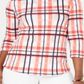 Charter Club Blusa feminina de algodão xadrez com decote canoa rosa pequena extragrande