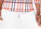Charter Club Blusa feminina de algodão xadrez com decote canoa rosa pequena extragrande