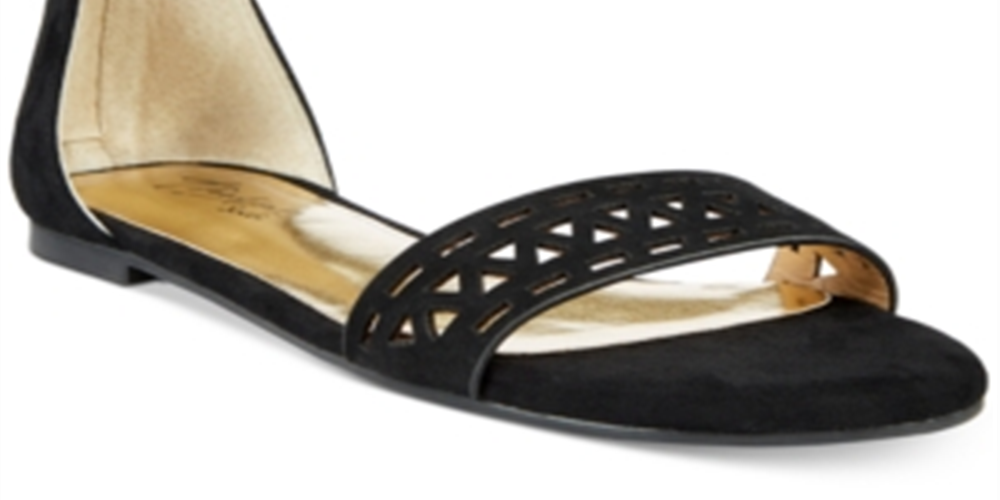 Sandálias rasteiras geométricas de microfibra Jacey da Thalia Sodi, femininas, pretas, tamanho 5M