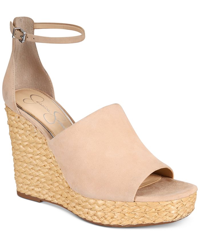Jessica Simpson Suella Tecido Peep Toe Feminino Casual Tornozelo Marrom Tamanho -6,5M