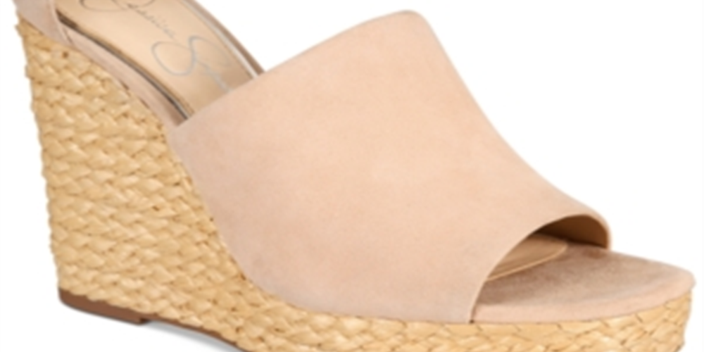 Jessica Simpson Suella Tecido Peep Toe Feminino Casual Tornozelo Marrom Tamanho -6,5M