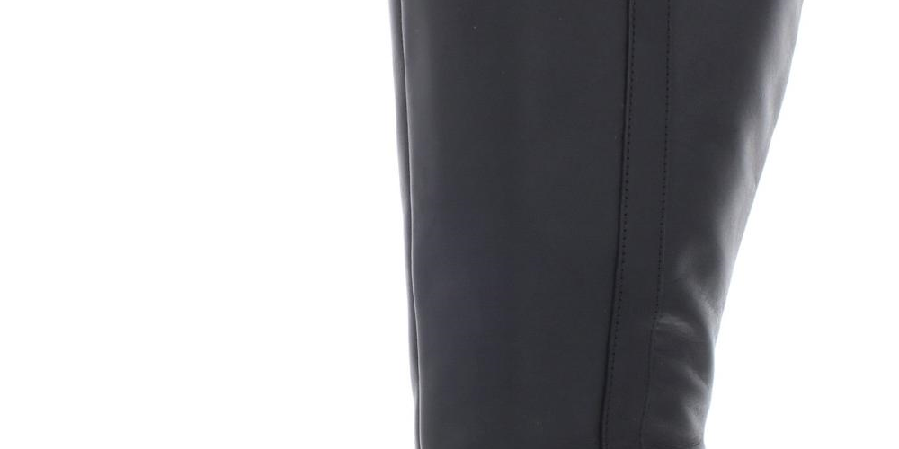 Giani Bernini Rozario Couro Feminino Biqueira Amêndoa Joelho Alto Botas Fashion Preto Tamanho 7,5 W-WC