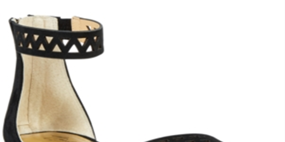 Sandálias rasteiras geométricas de microfibra Jacey Thalia Sodi femininas, pretas, tamanho 5,5 m