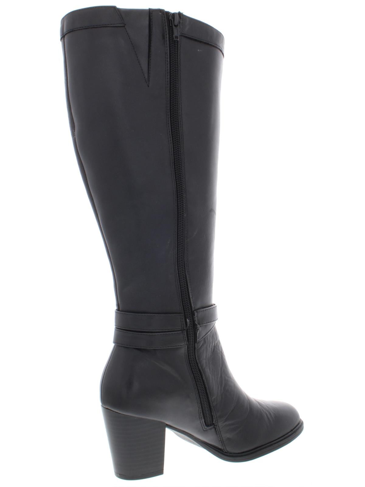 Botas femininas Giani Bernini Rozario de couro, bico amendoado, cano alto, pretas, tamanho 6,5