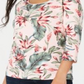 Blusa feminina Karen Scott com estampa de palmeira e manga 3/4, rosa blush, tamanho 2XL
