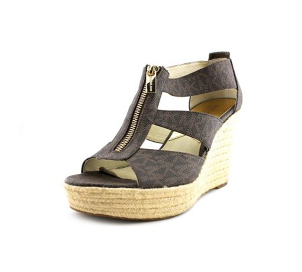 Sandália Feminina Michael Kors Compense Damita Logo - Marrom Tamanho 10 M
