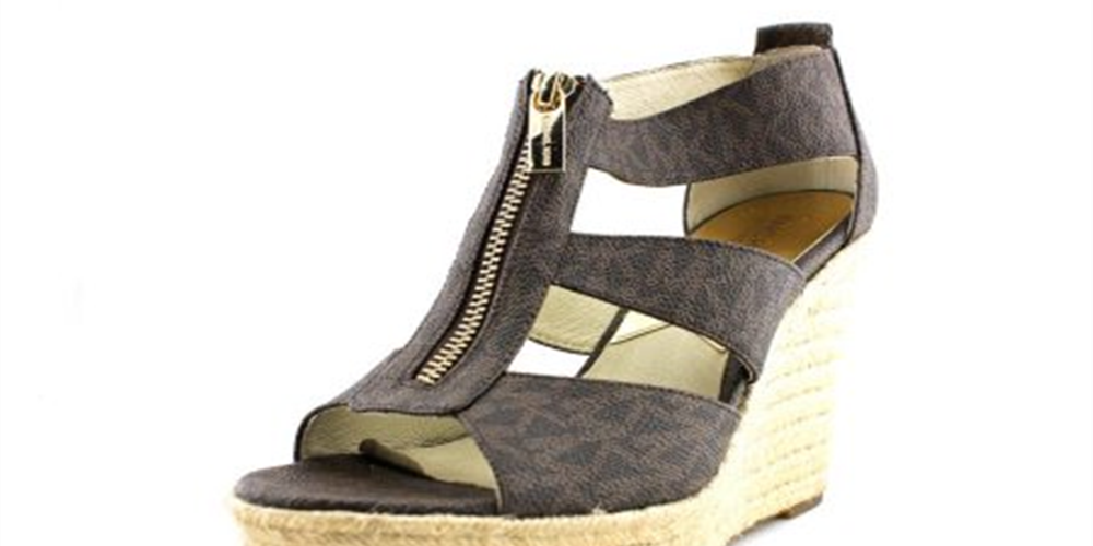 Sandália Feminina Michael Kors Compense Damita Logo - Marrom Tamanho 10 M