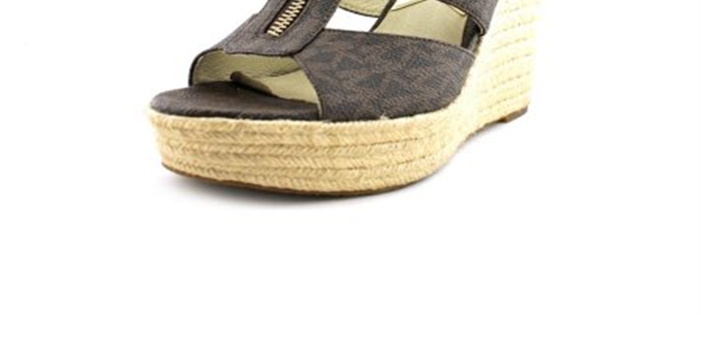 Sandália Feminina Michael Kors Compense Damita Logo - Marrom Tamanho 10 M