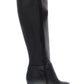 Botas femininas Alfani com detalhe de ferragens Gore Stretch, acolchoadas, Perrii, bico redondo, salto bloco, zíper, couro, salto alto, pretas, tamanho 10 M