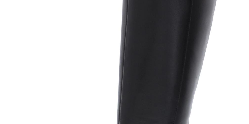 Botas femininas Alfani com detalhe de ferragens Gore Stretch, acolchoadas, Perrii, bico redondo, salto bloco, zíper, couro, salto alto, pretas, tamanho 10 M