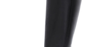 Botas femininas Alfani com detalhe de ferragens Gore Stretch, acolchoadas, Perrii, bico redondo, salto bloco, zíper, couro, salto alto, pretas, tamanho 10 M