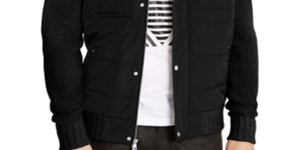 Jaqueta acolchoada masculina INC Color Block, preta, tamanho pequeno