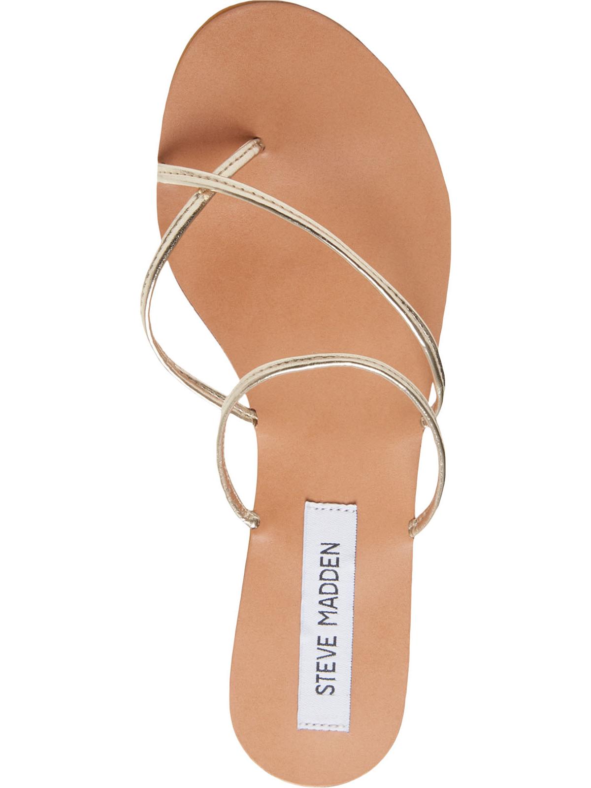 Sandálias femininas Steve Madden Wise Leather Sandals douradas tamanho 7 M