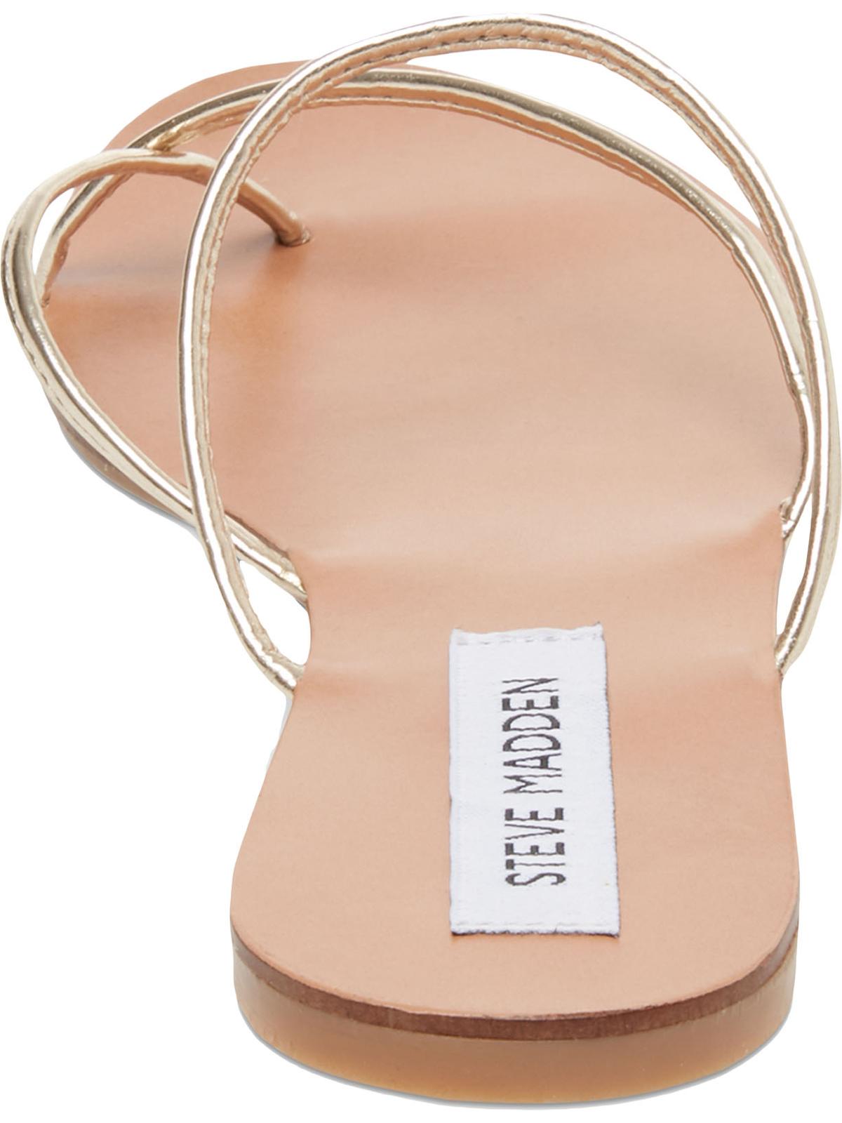Sandálias femininas Steve Madden Wise Leather Sandals douradas tamanho 7 M