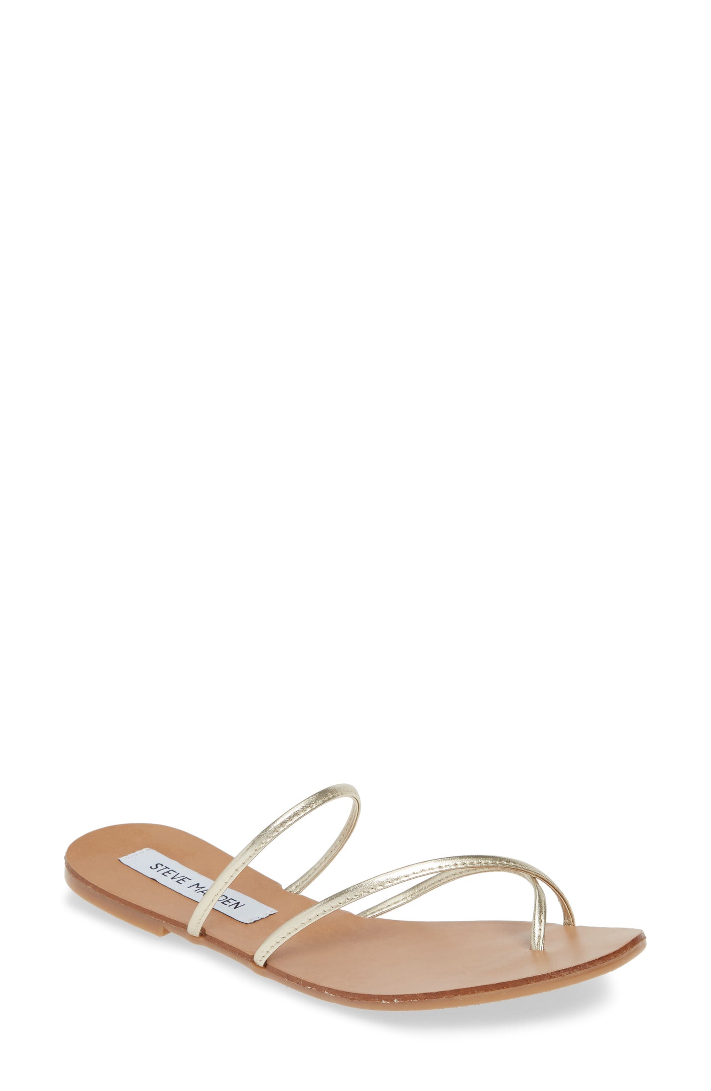 Sandálias femininas Steve Madden Wise Leather Sandals douradas tamanho 7 M