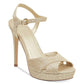 Sandálias femininas Guess Jordie Peep Toe para ocasiões especiais, douradas, tamanho 6