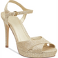 Sandálias femininas Guess Jordie Peep Toe para ocasiões especiais, douradas, tamanho 6