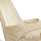 Sandálias femininas Guess Jordie Peep Toe para ocasiões especiais, douradas, tamanho 6