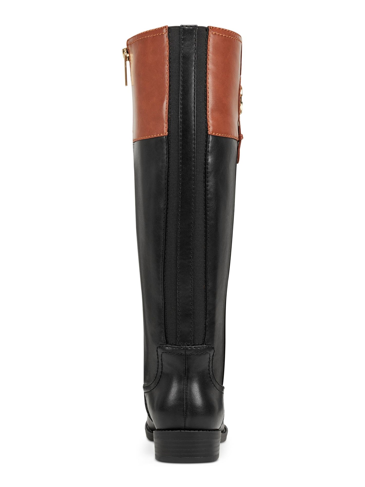 Tommy Hilfiger Imina 3 Botas de montaria femininas de couro sintético até o joelho, pretas, tamanho 7 M
