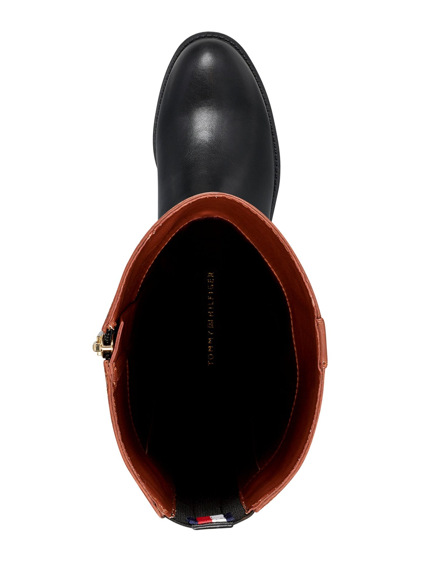 Tommy Hilfiger Imina 3 Botas de montaria femininas de couro sintético até o joelho, pretas, tamanho 7 M