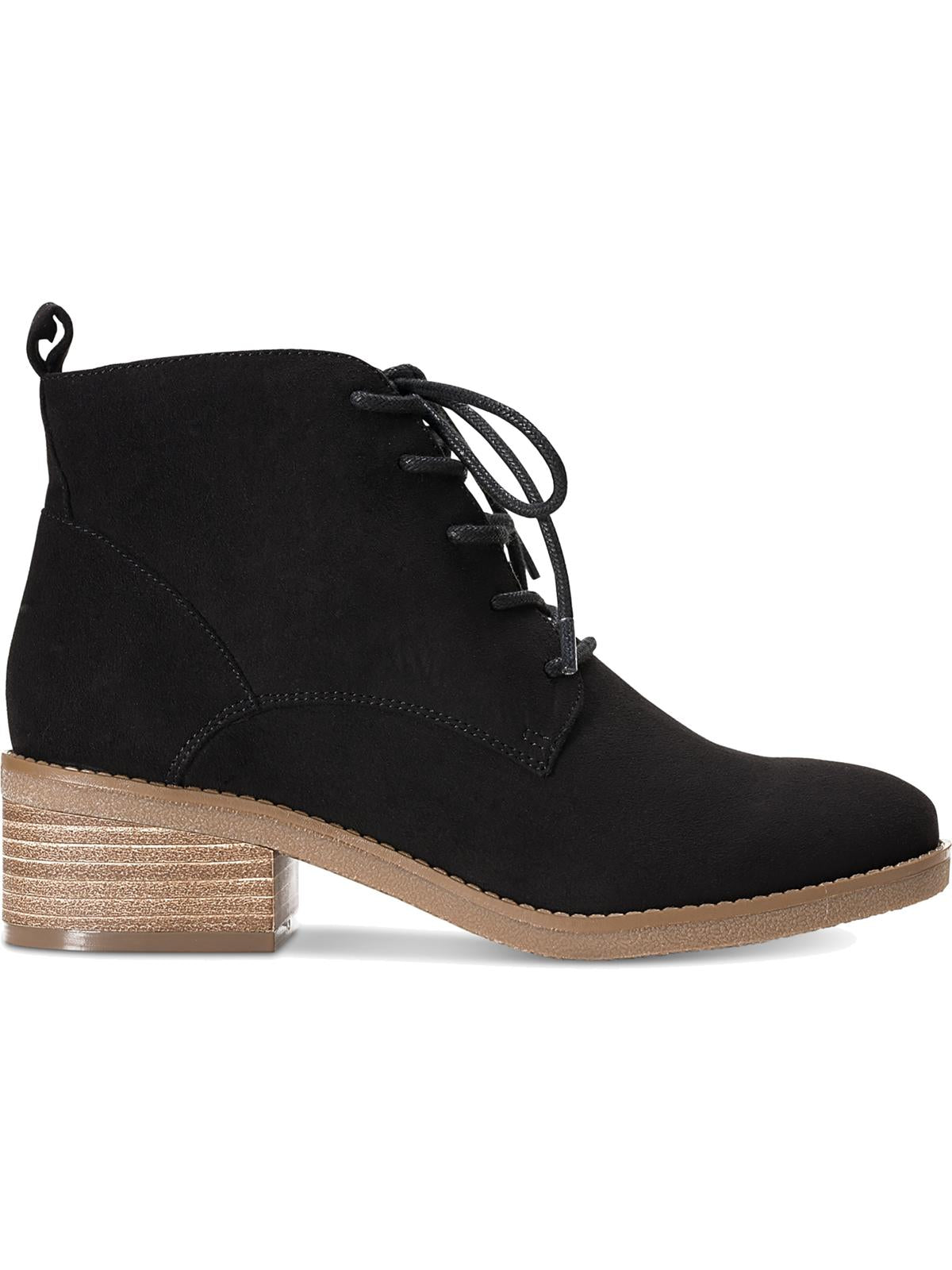 Botas femininas Rizio com cadarço, salto grosso e bico redondo, com zíper, estilo Style &amp; Co, pretas, tamanho 10 M