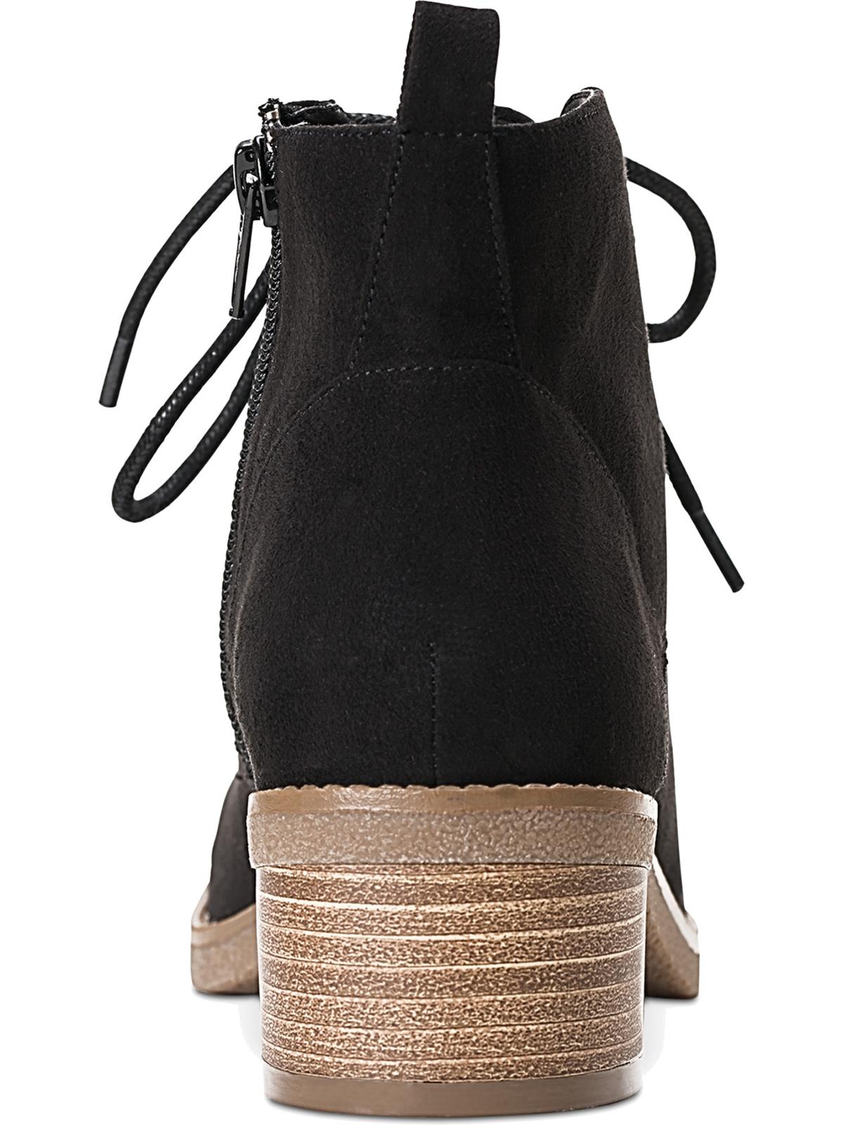 Botas femininas Rizio com cadarço, salto grosso e bico redondo, com zíper, estilo Style &amp; Co, pretas, tamanho 10 M