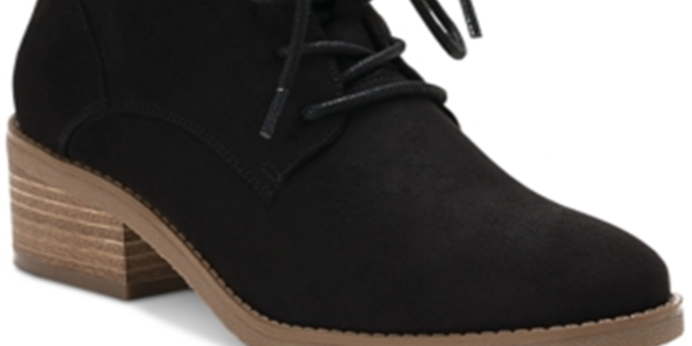 Botas femininas Rizio com cadarço, salto grosso e bico redondo, com zíper, estilo Style &amp; Co, pretas, tamanho 10 M