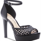 Jessica Simpson Sapato Feminino Beeya Peep Toe com Tira no Tornozelo e Tecido Especial para Ocasiões... Preto Tamanho 10 M