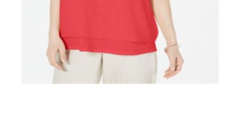 Top Alfani Feminino Petite com Decote em V e Camadas, Coral, Tamanho Petite M
