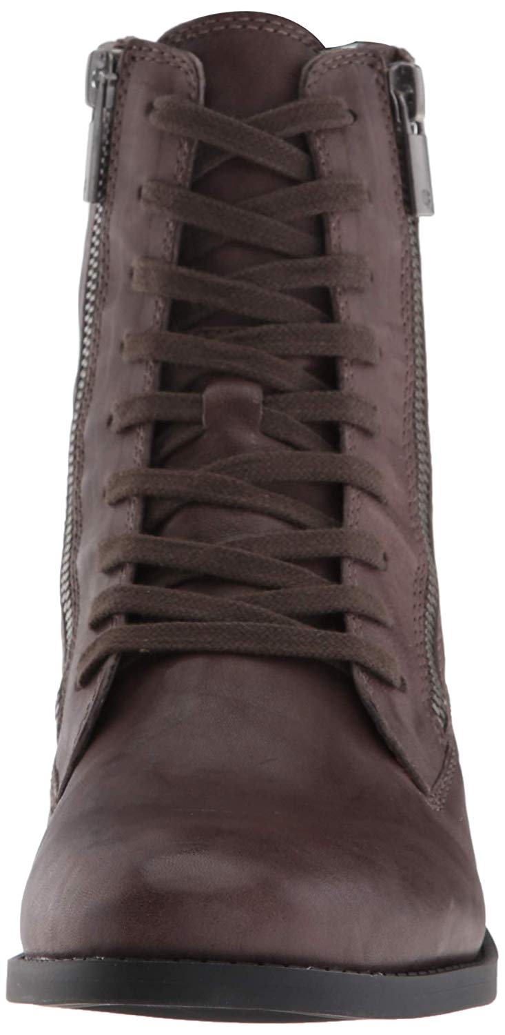 Botas femininas Lucky Brand Hildran de couro, bico amendoado, marrom, tamanho 5,5 m