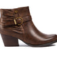 Botas femininas BareTraps Russell Block Heel franzidas marrom tamanho 7,5 M