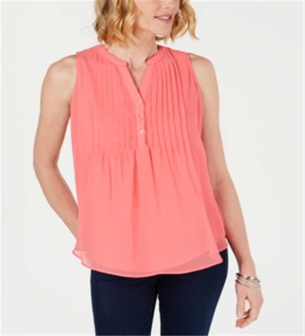 Top franzido feminino Charter Club rosa tamanho pequeno