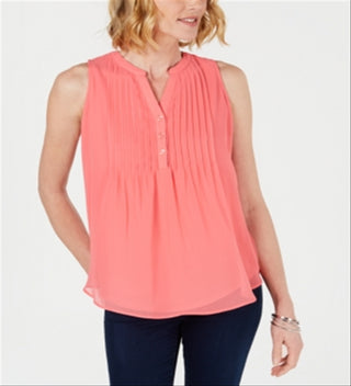 Top franzido feminino Charter Club rosa tamanho pequeno