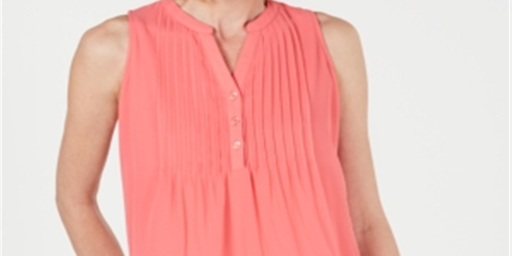 Top franzido feminino Charter Club rosa tamanho pequeno