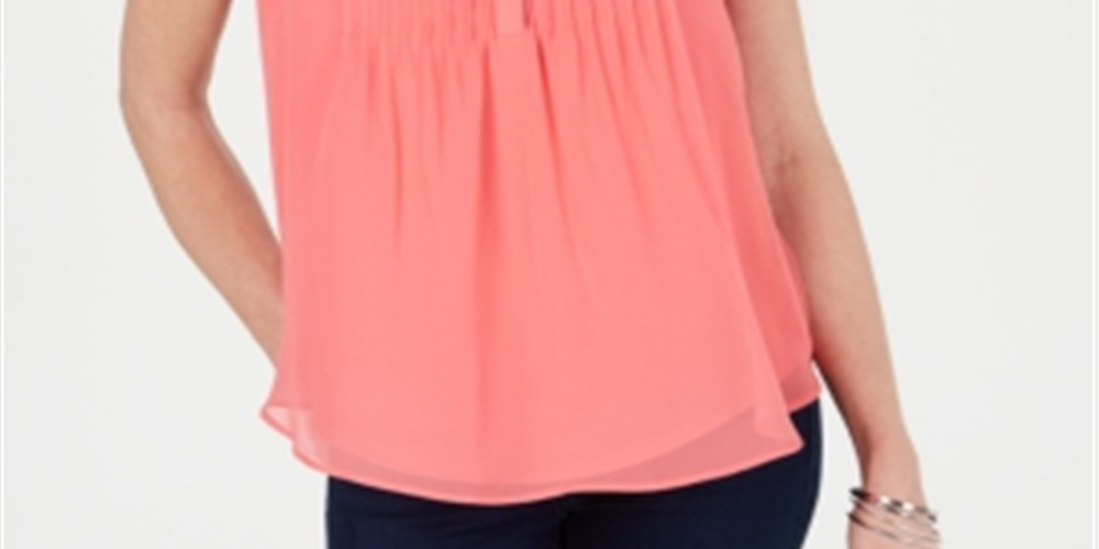 Top franzido feminino Charter Club rosa tamanho pequeno